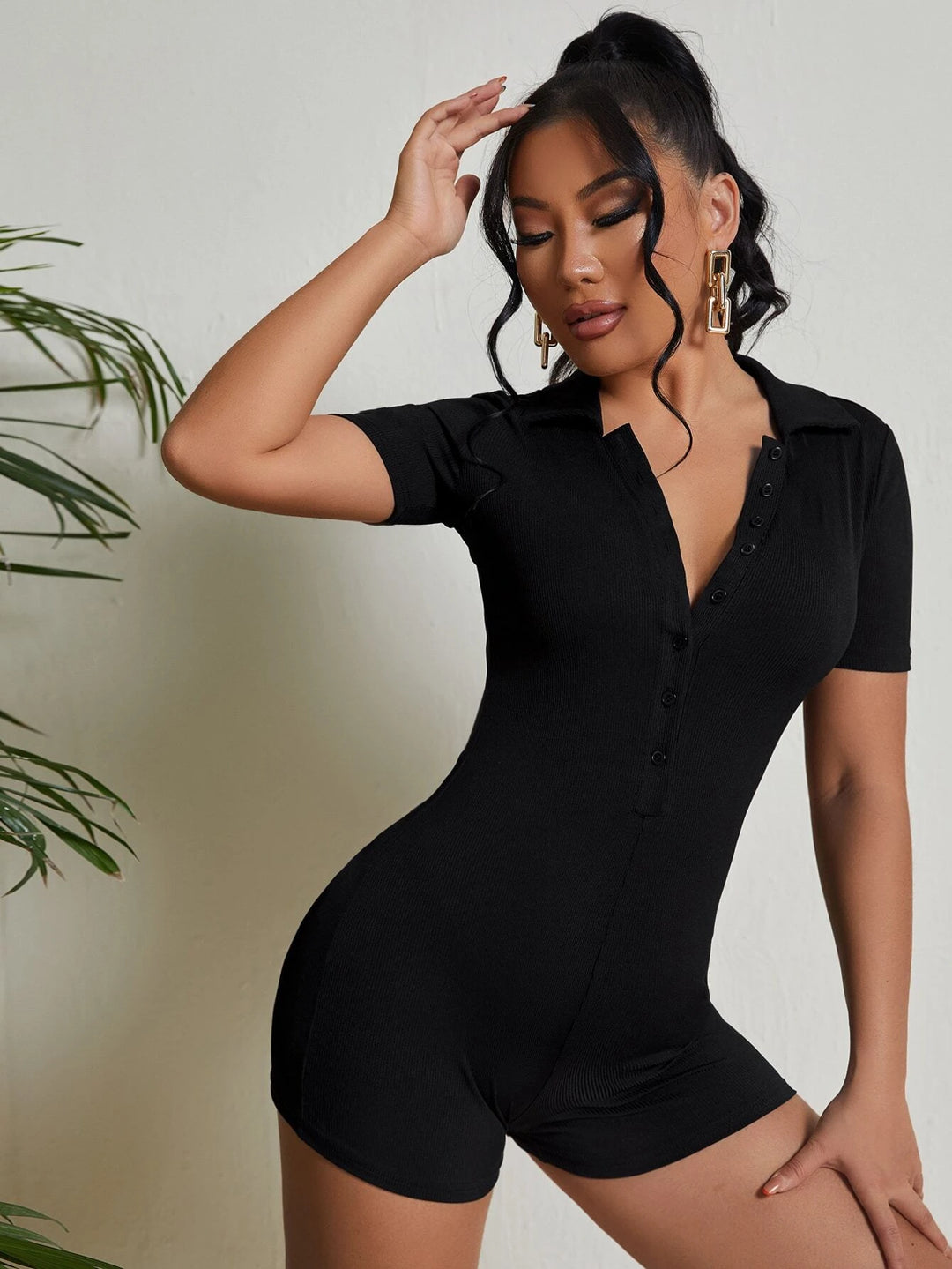 Short Sleeve Unitard Romper