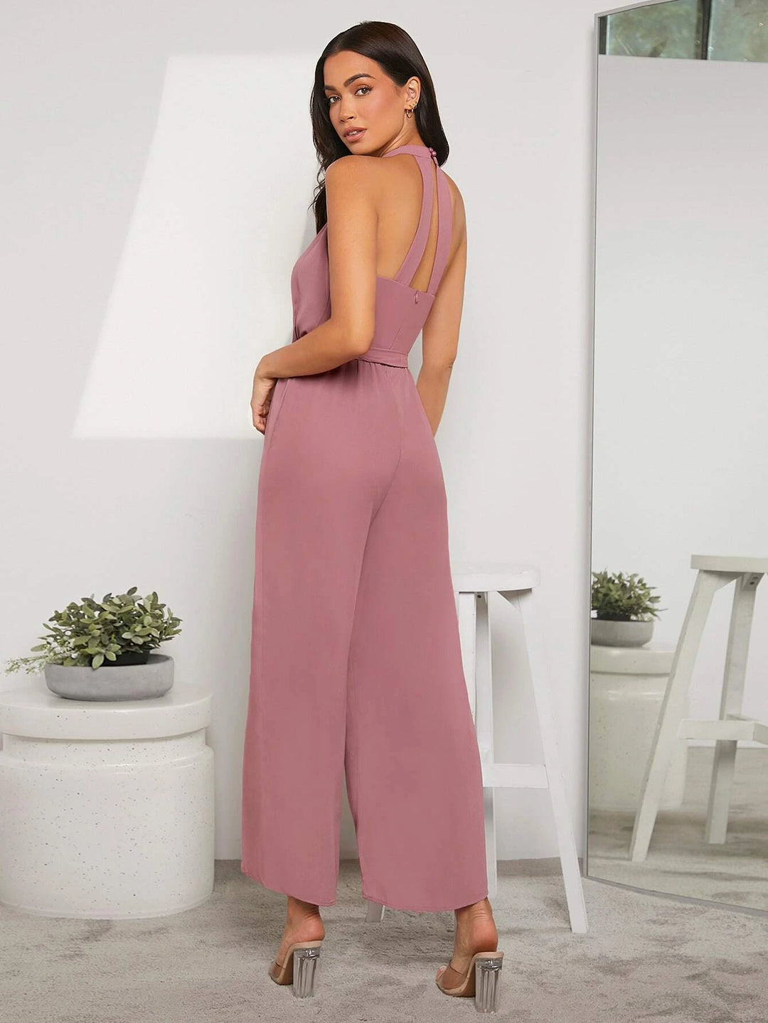 Solid Coloured Halter Neck Jumpsuit