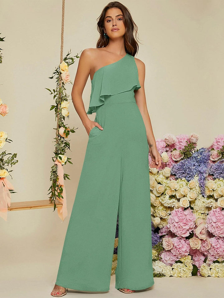 Ruffle Trim Wide Length Jumpsuit