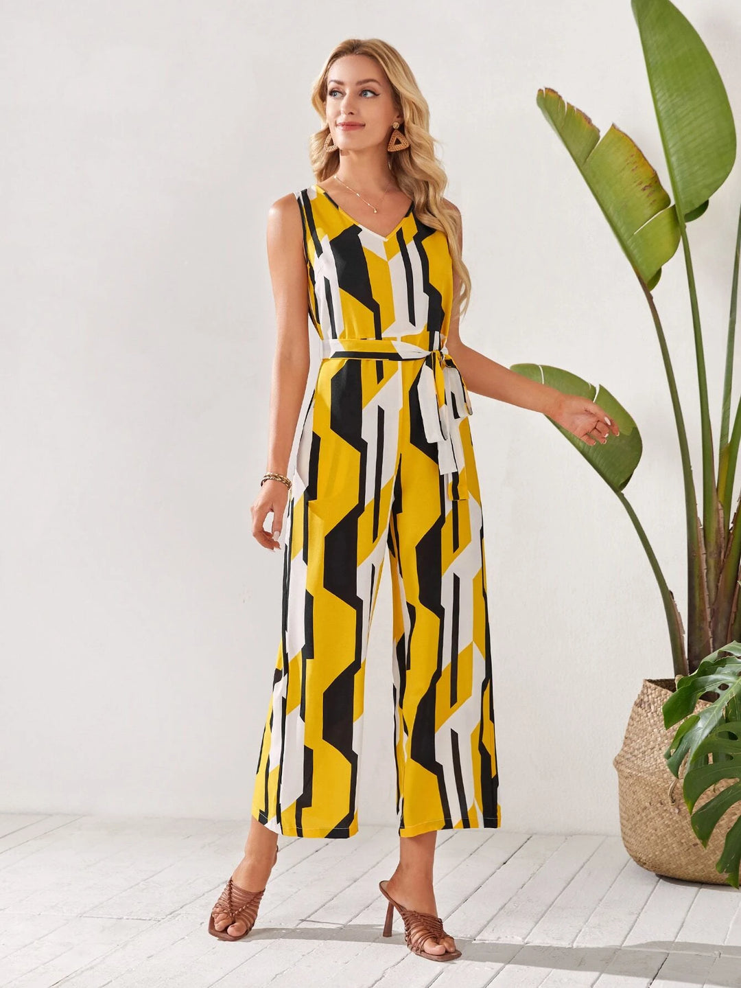 Geometric Print Cami Jumpsuit