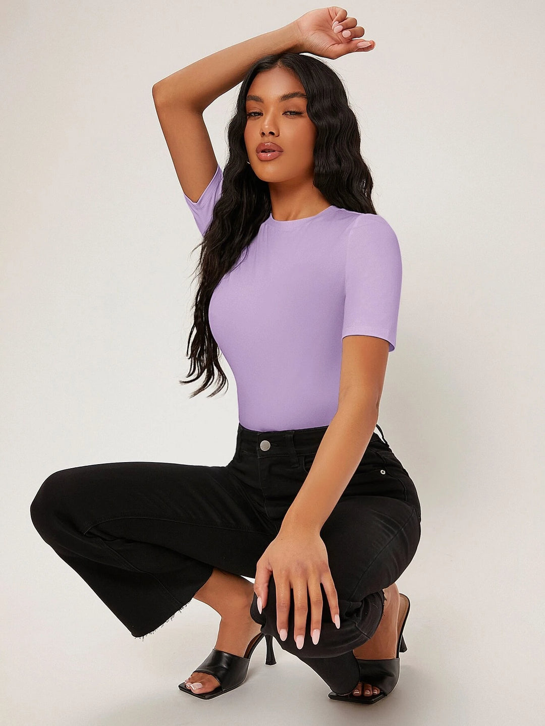 Solid Colored Round Neck Bodysuit