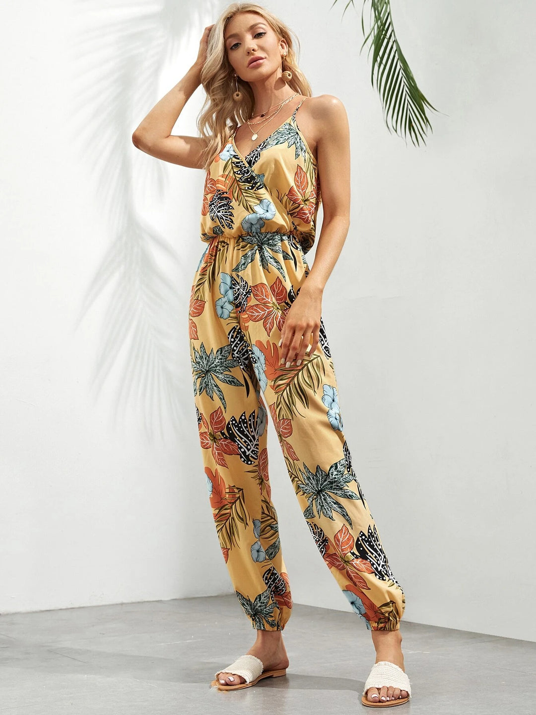 Tropical Print Cami Jumpsuit