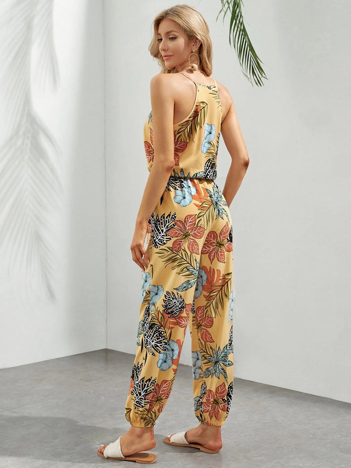 Tropical Print Cami Jumpsuit