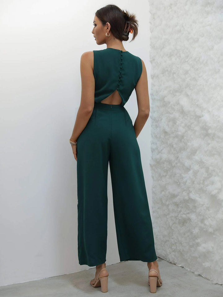 Button Back Wide Leg Jumpsuit