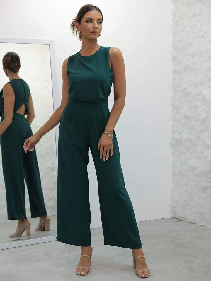 Button Back Wide Leg Jumpsuit