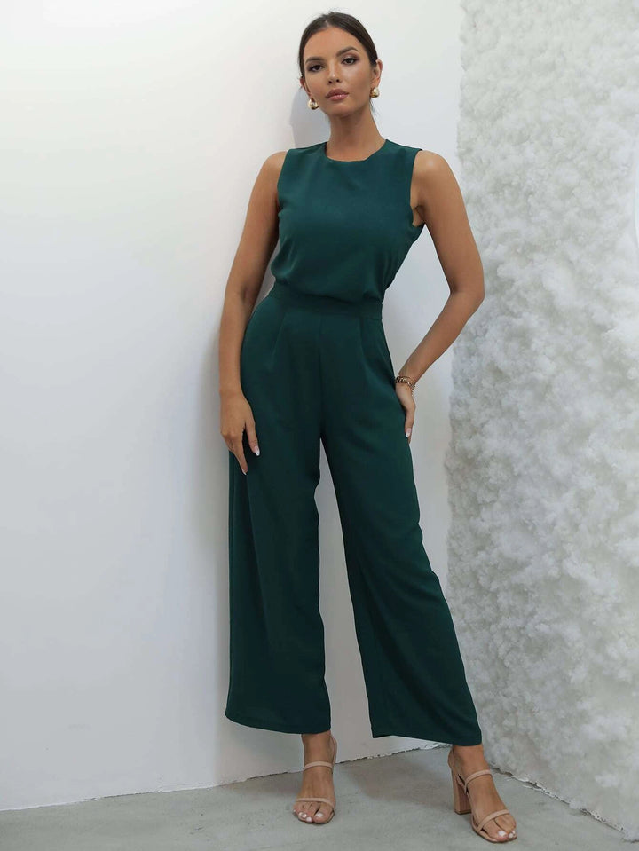 Button Back Wide Leg Jumpsuit