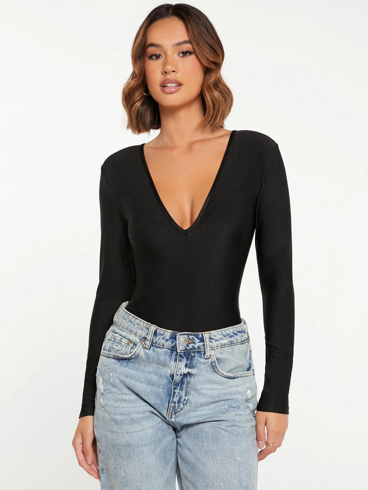 Plunging Neck Slim Fit Bodysuit