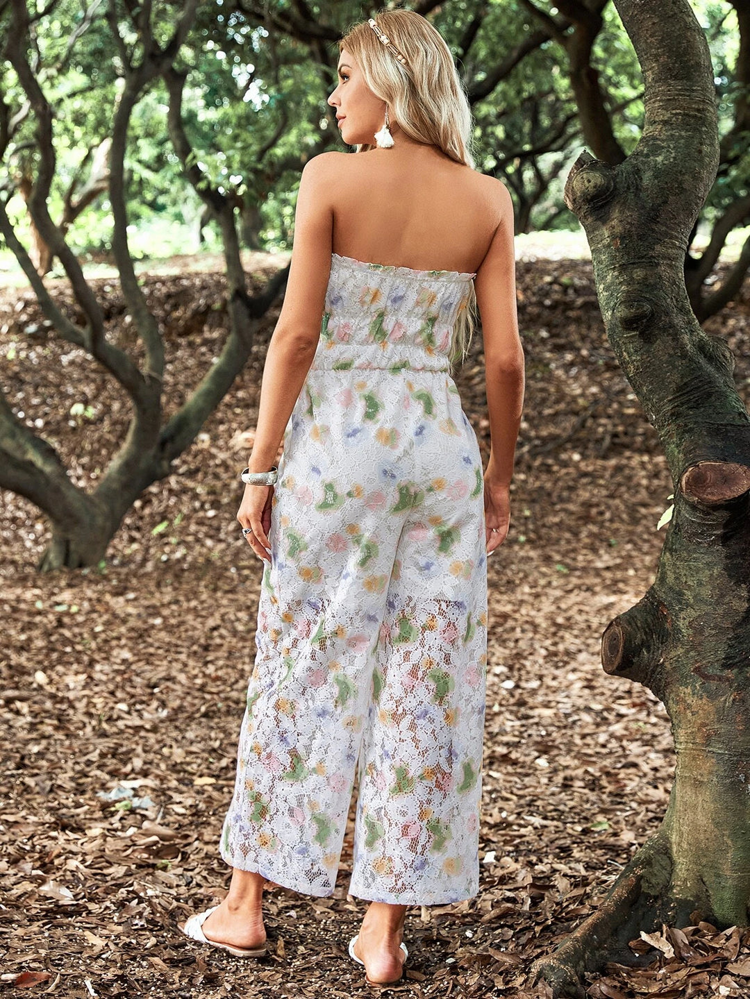 Floral Patterned Tube Jumpsuit