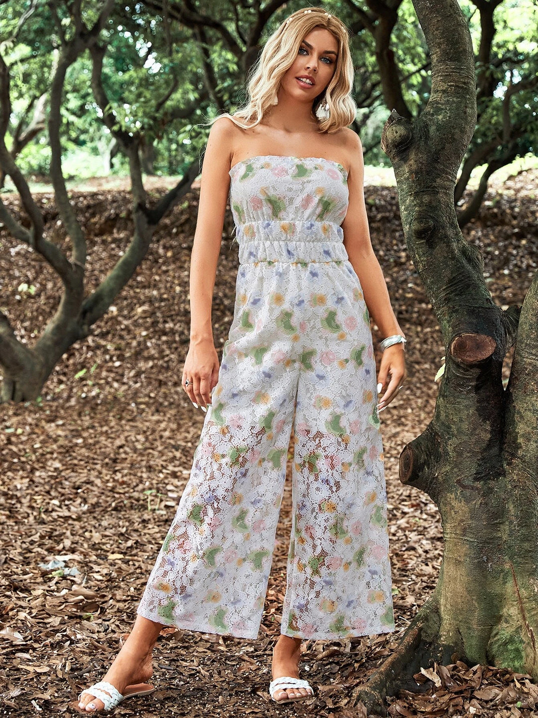 Floral Patterned Tube Jumpsuit