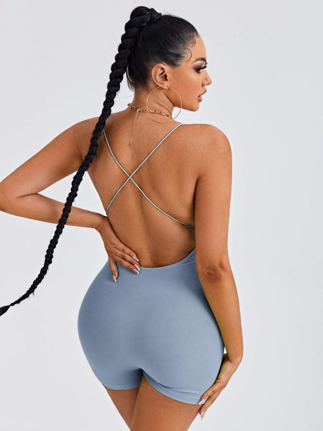 Cross Back Unitard Romper