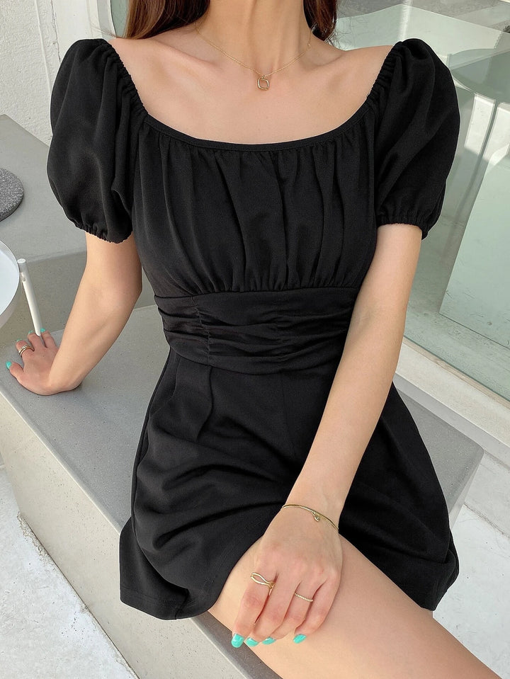 Plain Puff Sleeve Romper