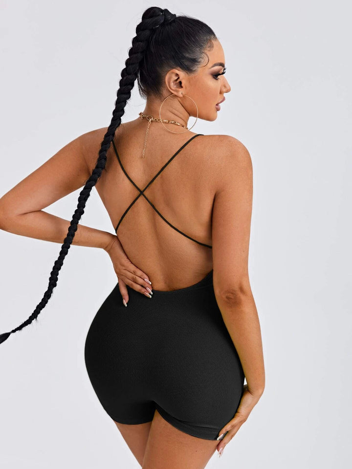 Cross Back Unitard Romper