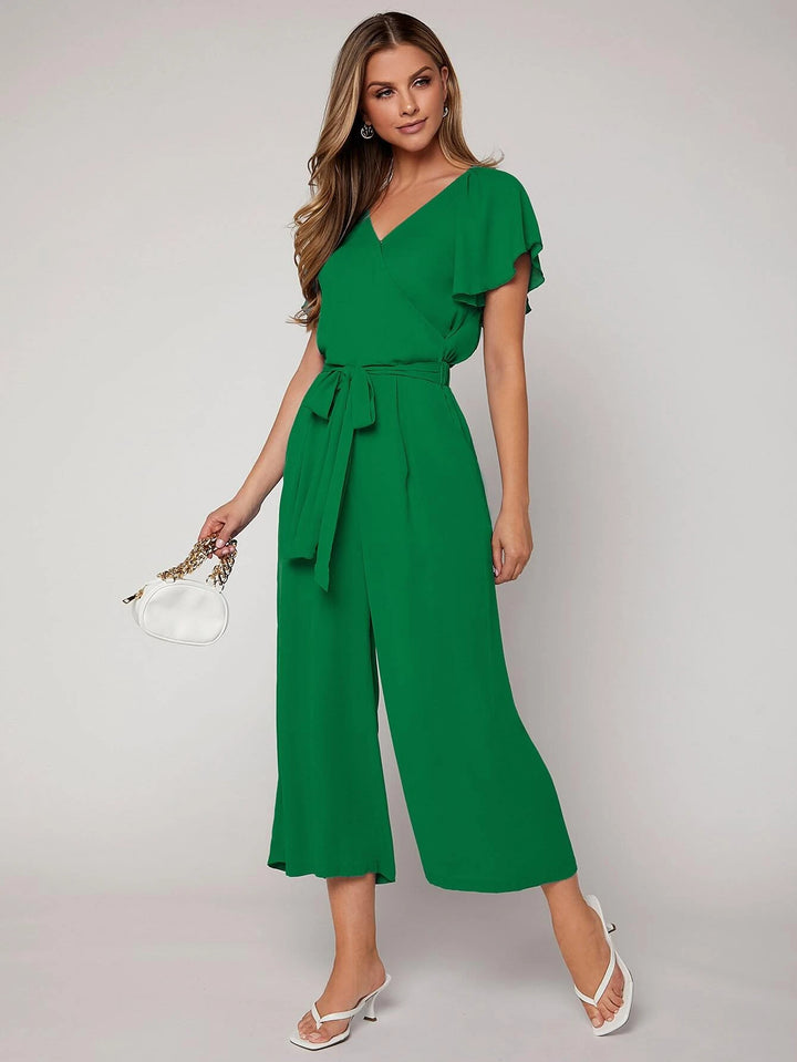 Butterfly Sleeve Belted Jumpsuit