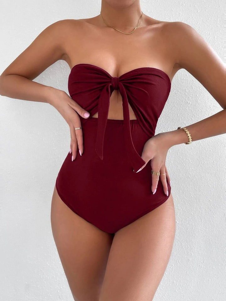 Tie Wide Front Cut Out Tube Bodysuit