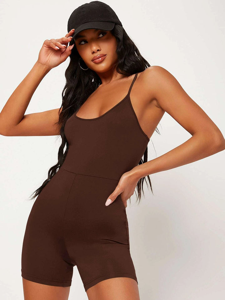 Solid Colored Cami Unitard Romper