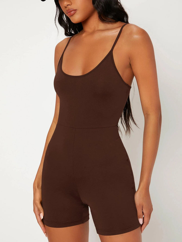 Solid Colored Cami Unitard Romper