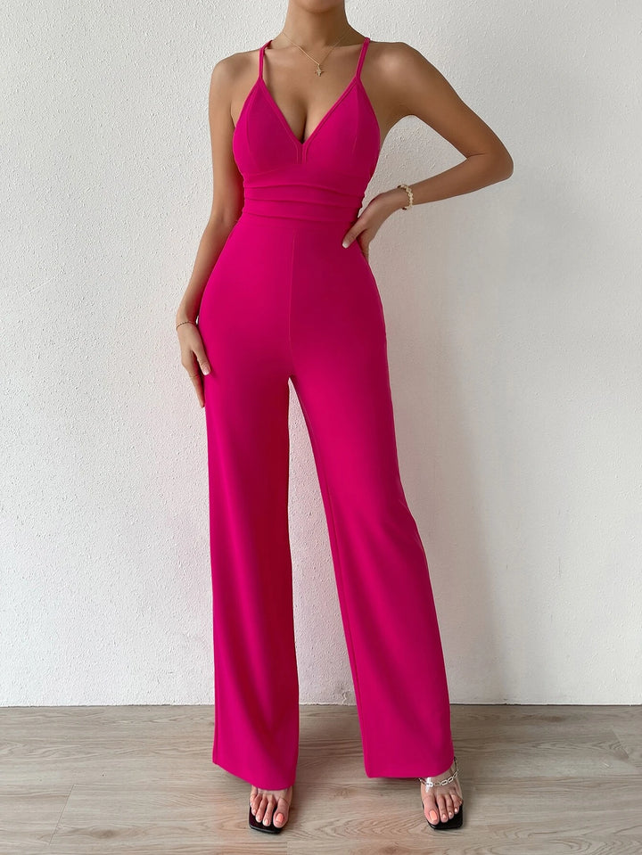 Überkreuzter, rückenfreier Cami-Jumpsuit