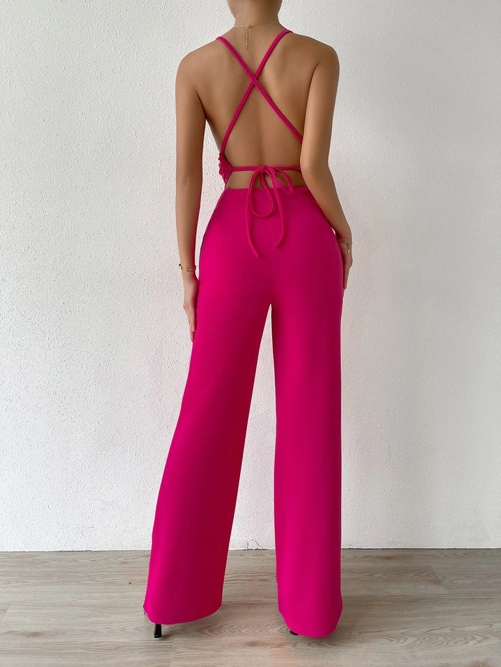 Überkreuzter, rückenfreier Cami-Jumpsuit