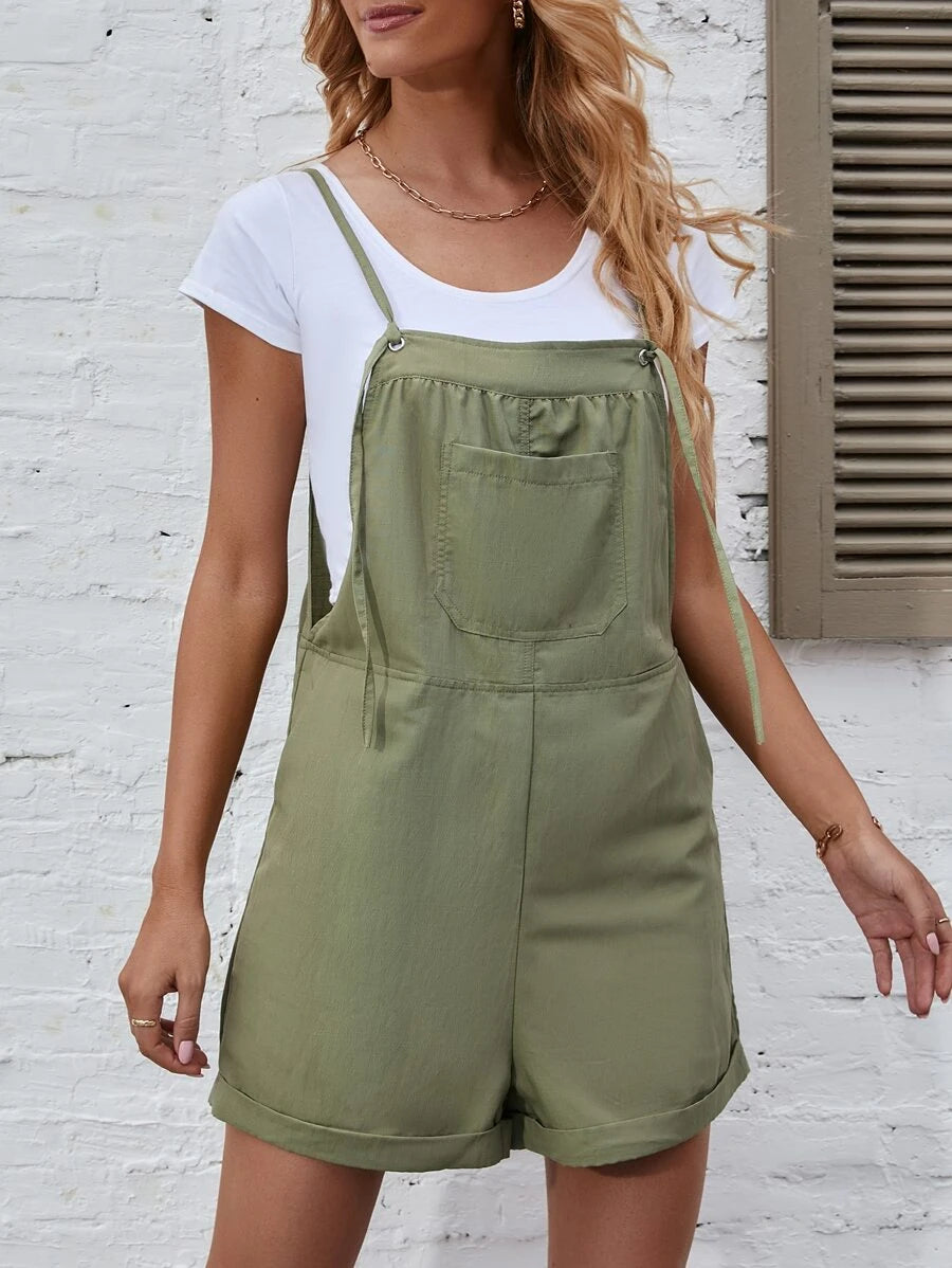 Roll Hem Overall Romper Without Top