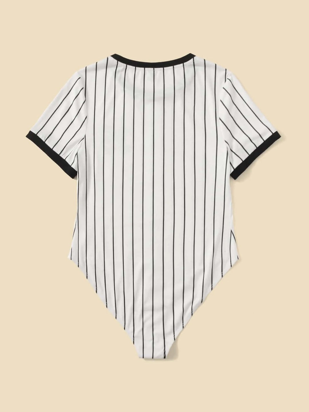 Printed Striped Trim Bodysuit