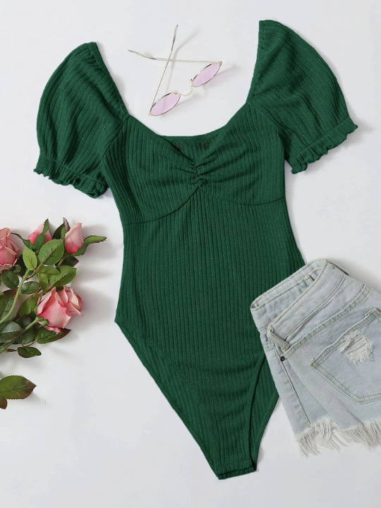 Frilled Puff Sleeved Bodysuit