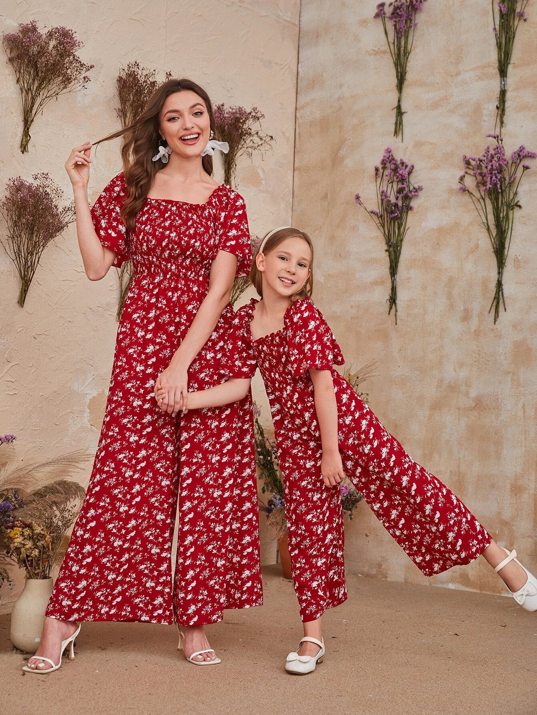 Printed Floral Short Sleeve Jumpsuit
