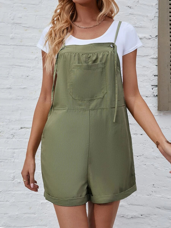 Roll Hem Overall Romper Without Top