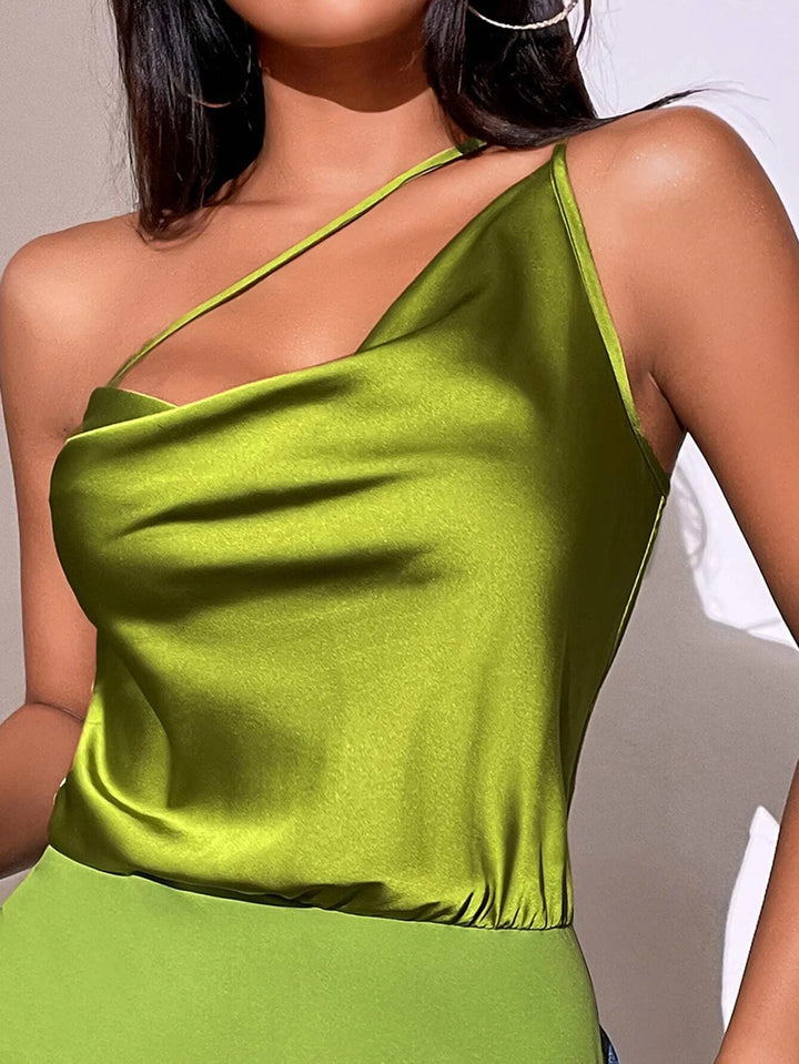 One Shoulder Draped Bodysuit