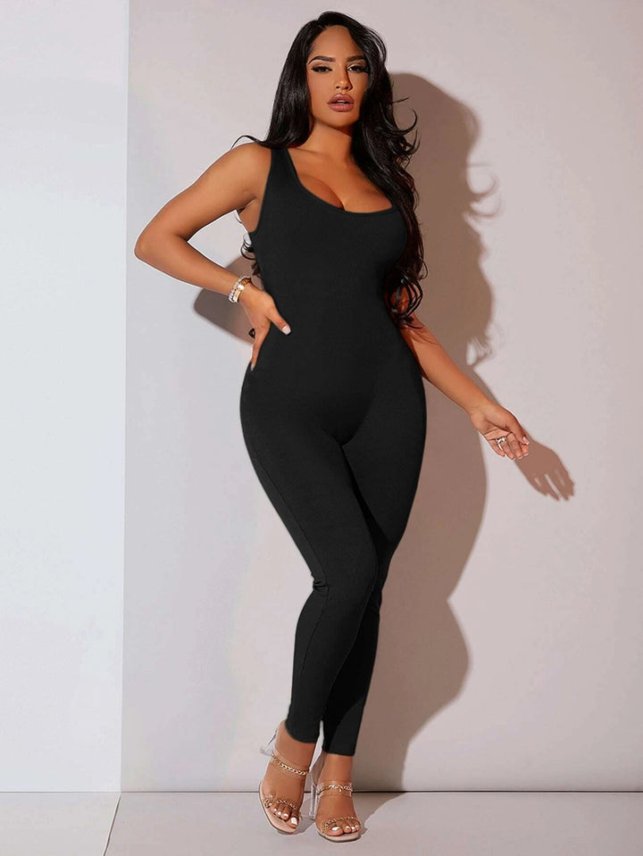 Ribbed Knit Unitard Jumpsuit