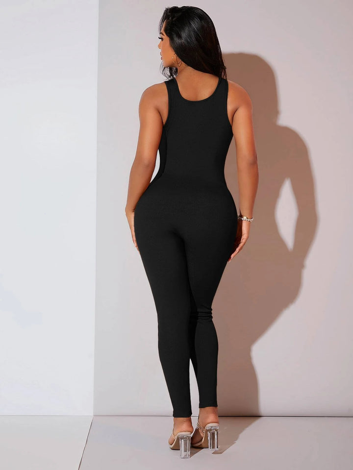 Ribbed Knit Unitard Jumpsuit