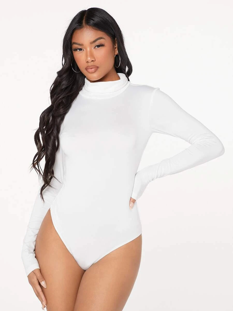 Solid High Neck Bodysuit