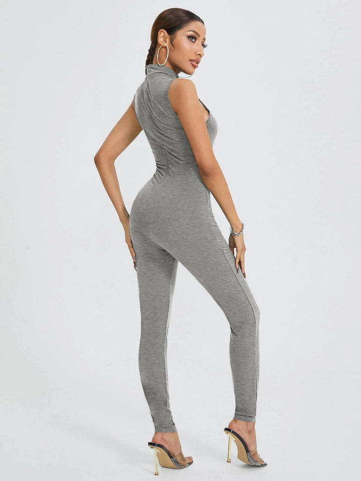 Mock Neck Unitard Jumpsuit