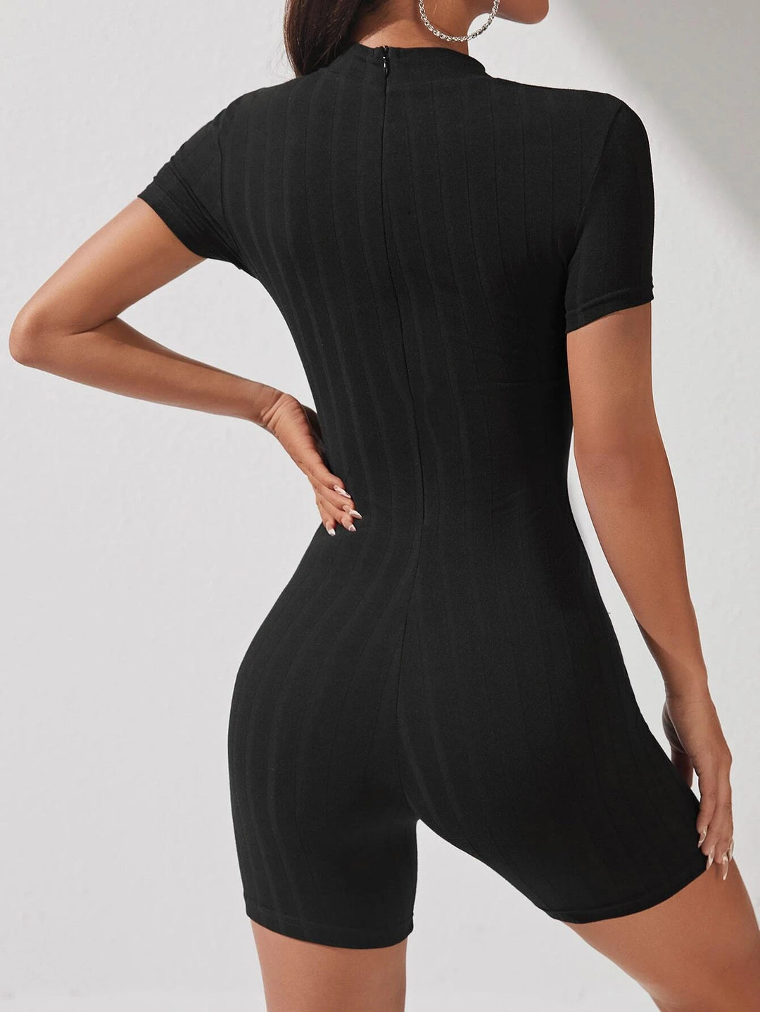 Mock Neck Zip Back Unitard Romper