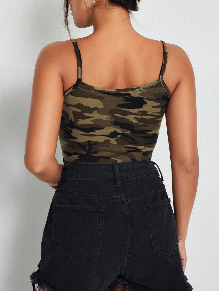 Camo Print Cami Bodysuit