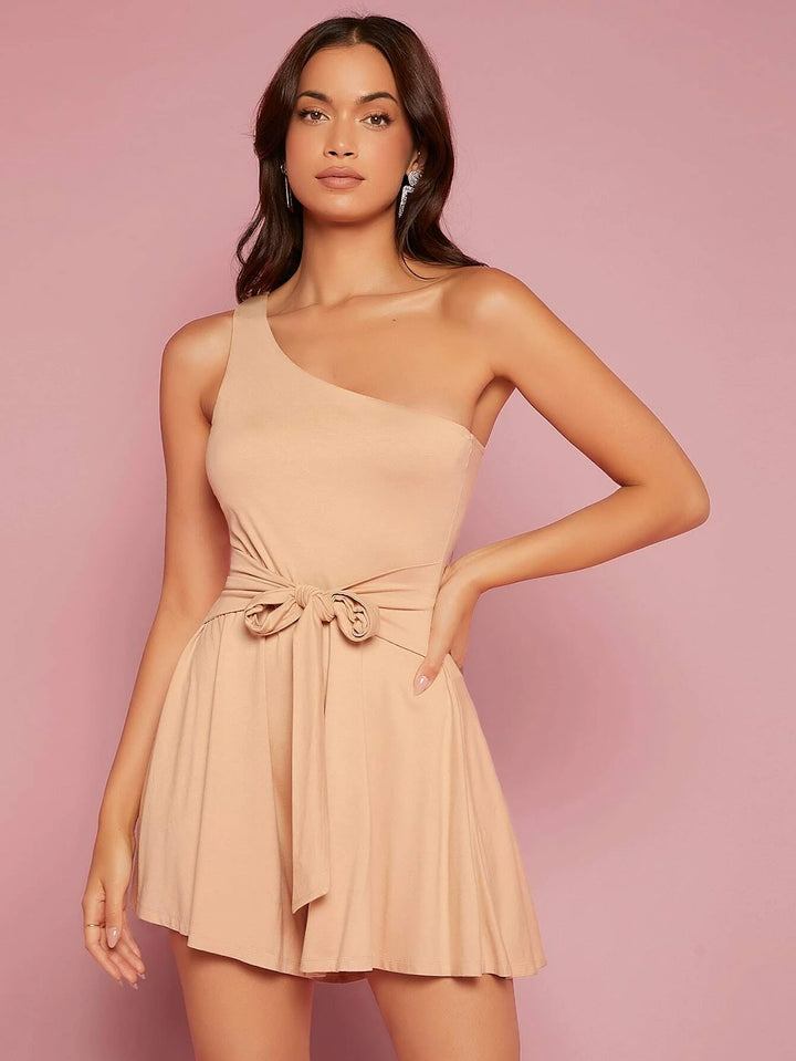 Tie Front One Shoulder Romper