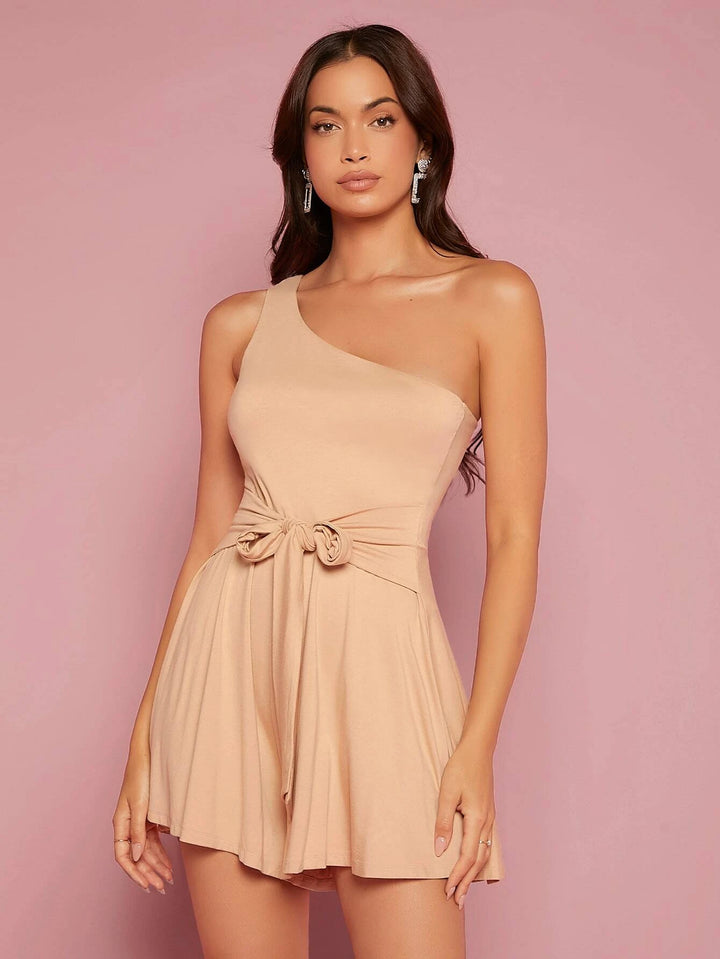 Tie Front One Shoulder Romper