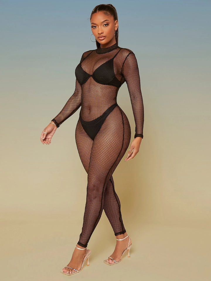 Long Sleeve Plain Unitard Jumpsuit