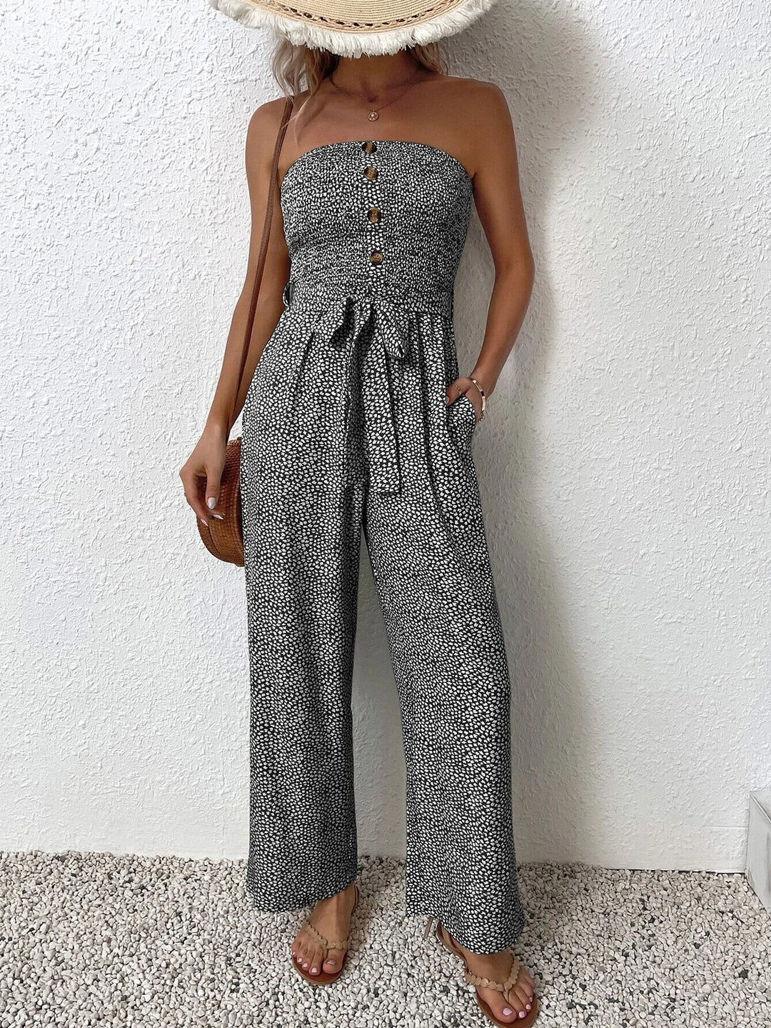 Jumpsuit mit seitlicher Tasche und Gürtel