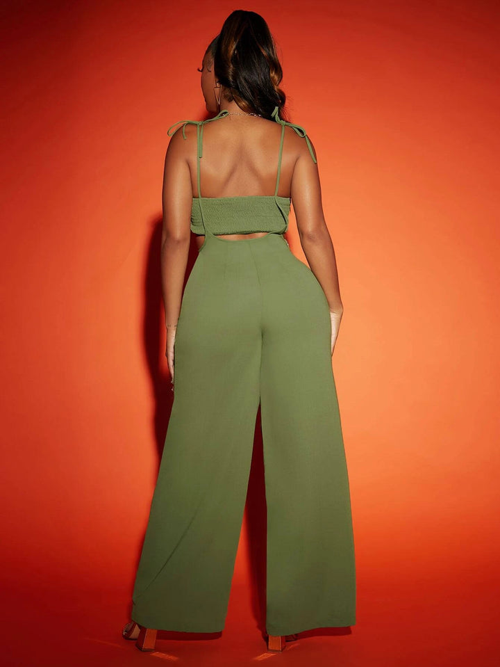 Elegant Tie Shoulder Cami Jumpsuit