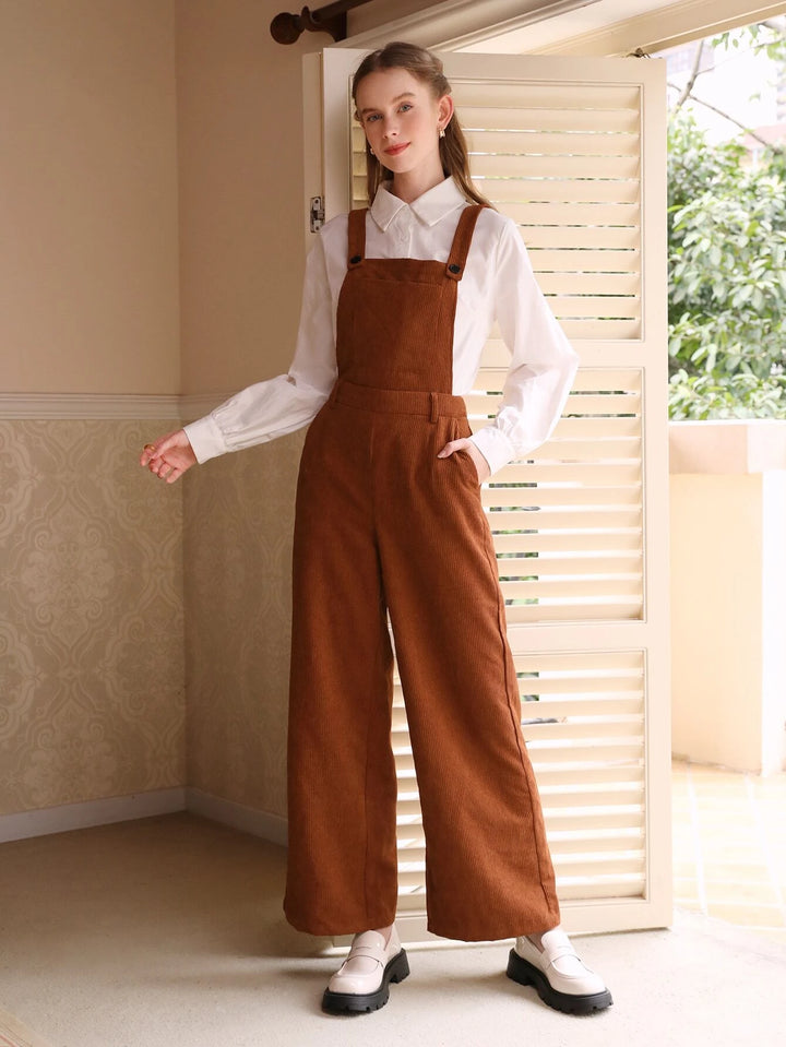 Solid Patched Pocket Overall Jumpsuit Without Blouse