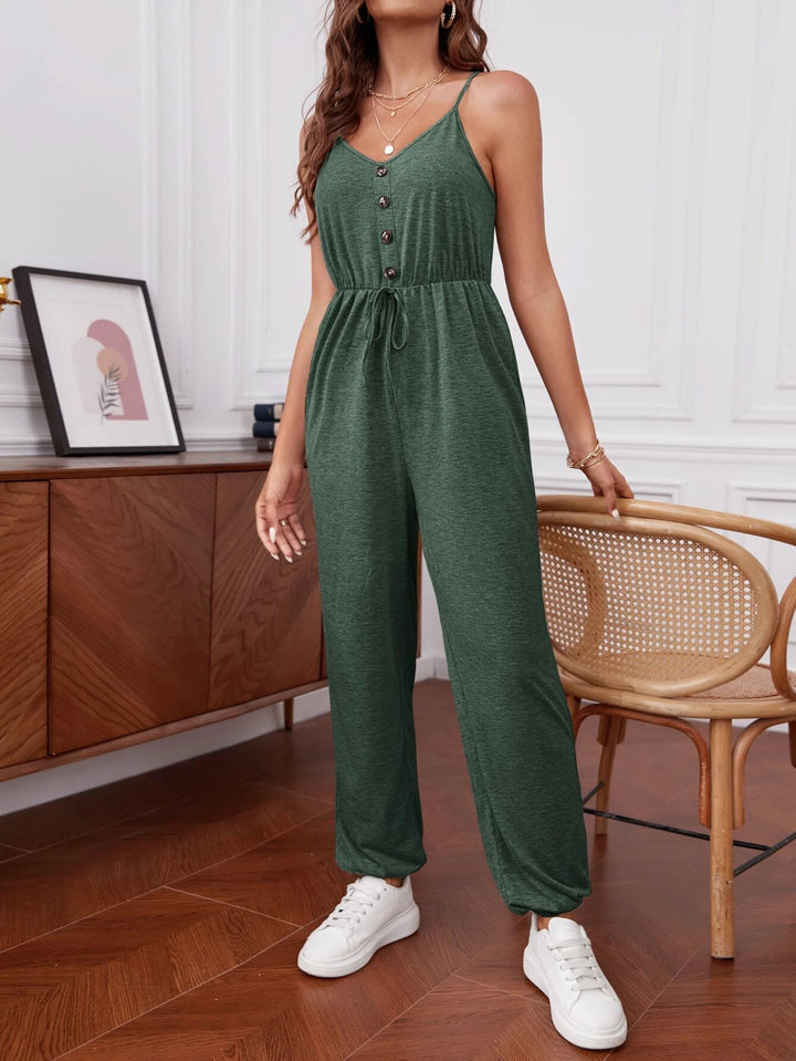 Front Button Cami Jumpsuit