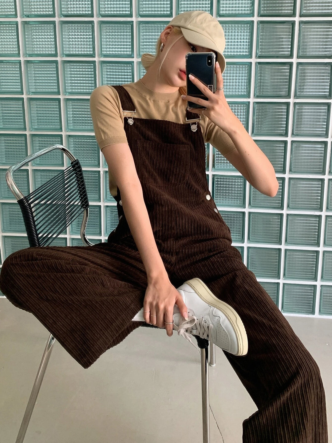 Solid Patched Pocket Jumpsuit Without Tee