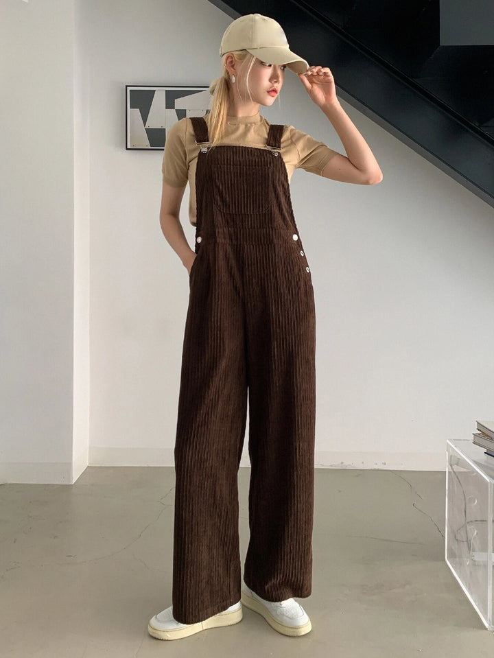 Solid Patched Pocket Jumpsuit Without Tee