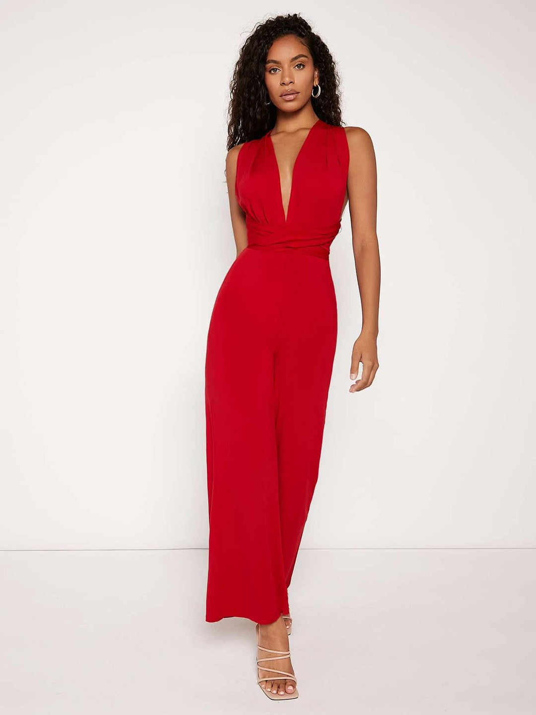 Neck Tie Backless Jumpsuit