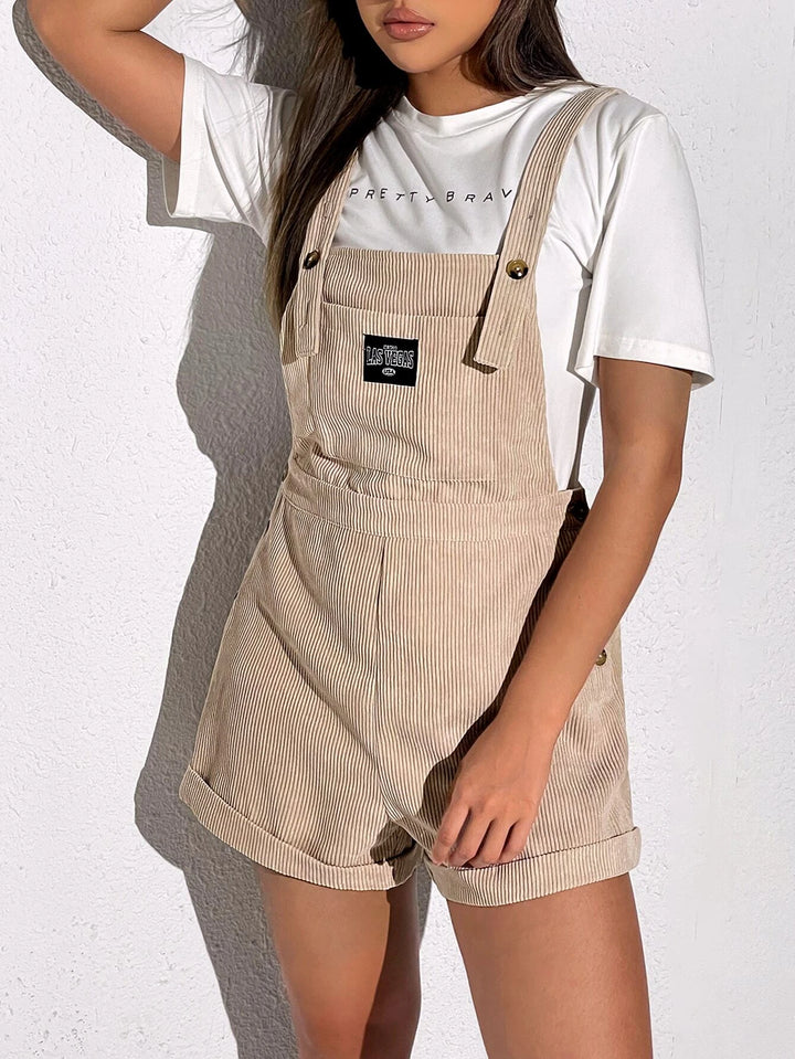 Patched Pockets Sleeveless Short Romper