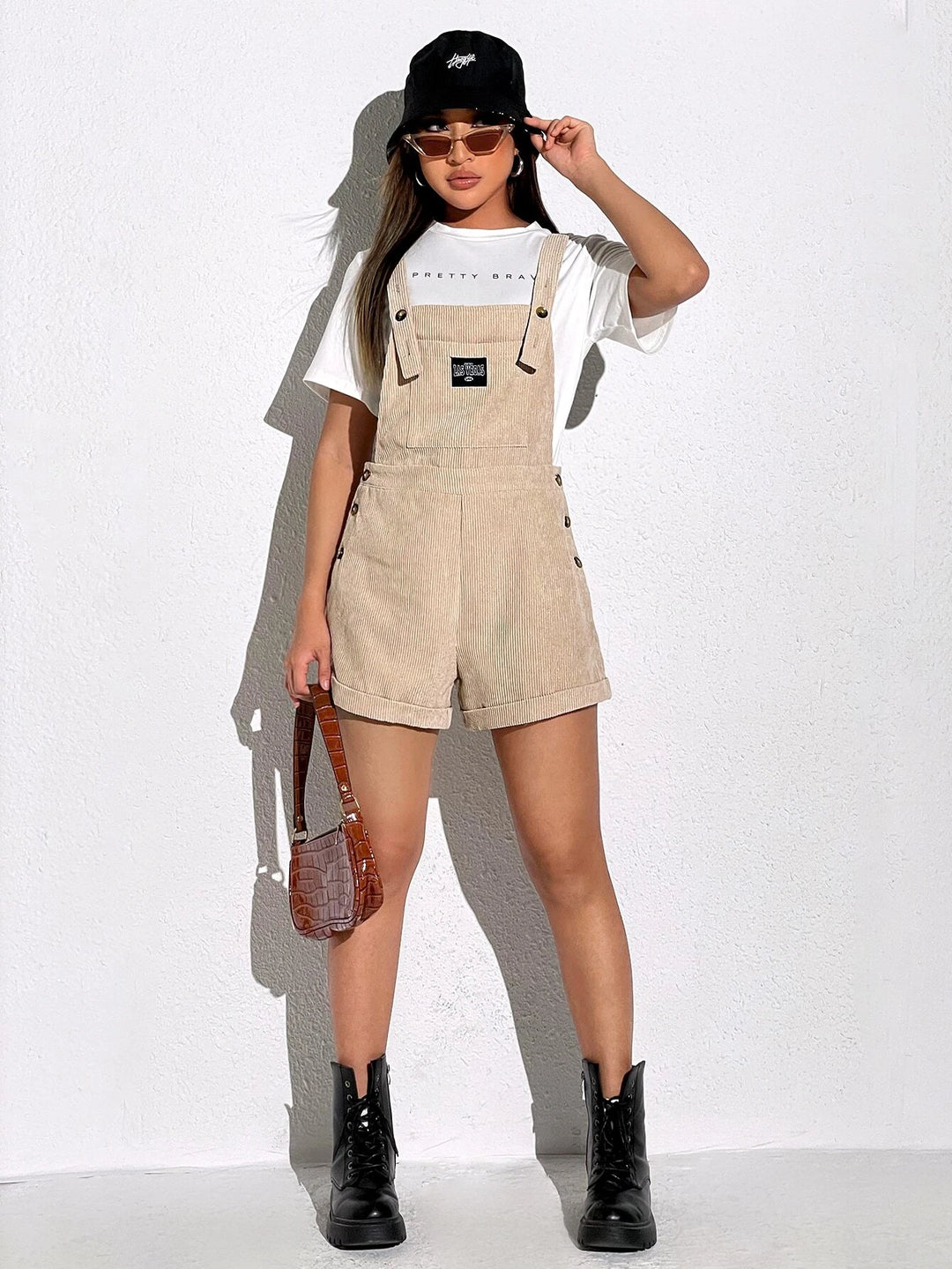 Patched Pockets Sleeveless Short Romper