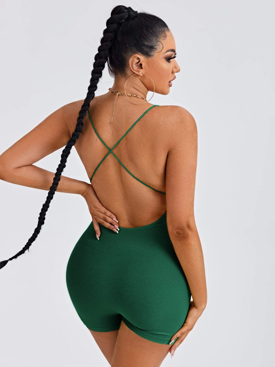 Cross Back Unitard Romper