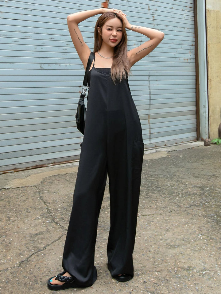 Solid Dual Pocket Cami Jumpsuit