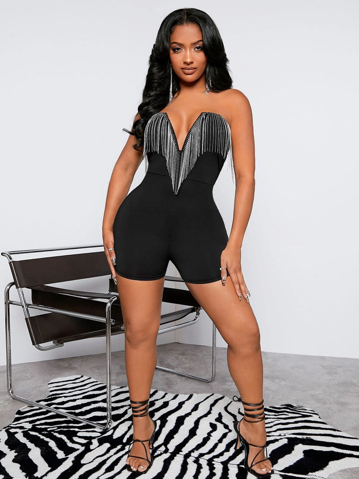 Sleeveless Trim Unitard Romper