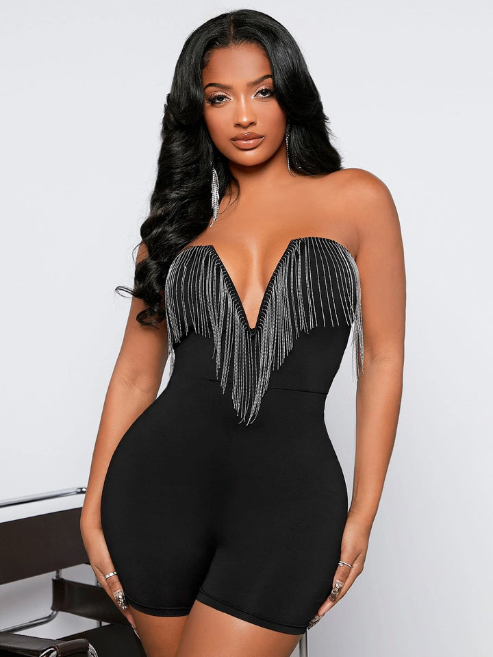 Sleeveless Trim Unitard Romper